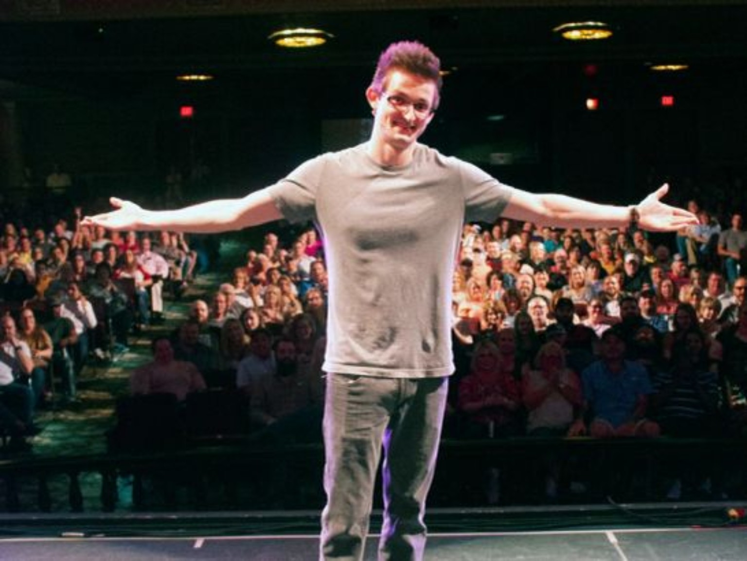 An R-Rated Magic Show performer with the audience at V Theater in Las Vegas