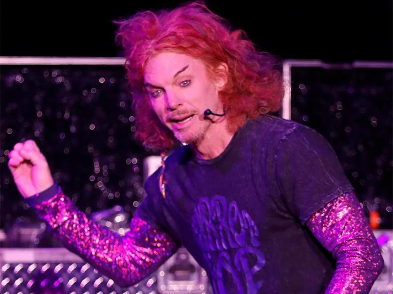 Carrot Top comedy closeup during his Las Vegas show at Luxor