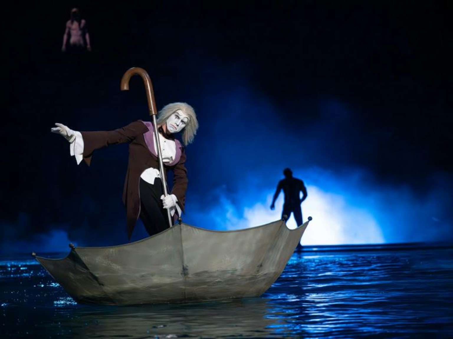 Umbrella boat sequence during O by Cirque du Soleil at Bellagio Las Vegas