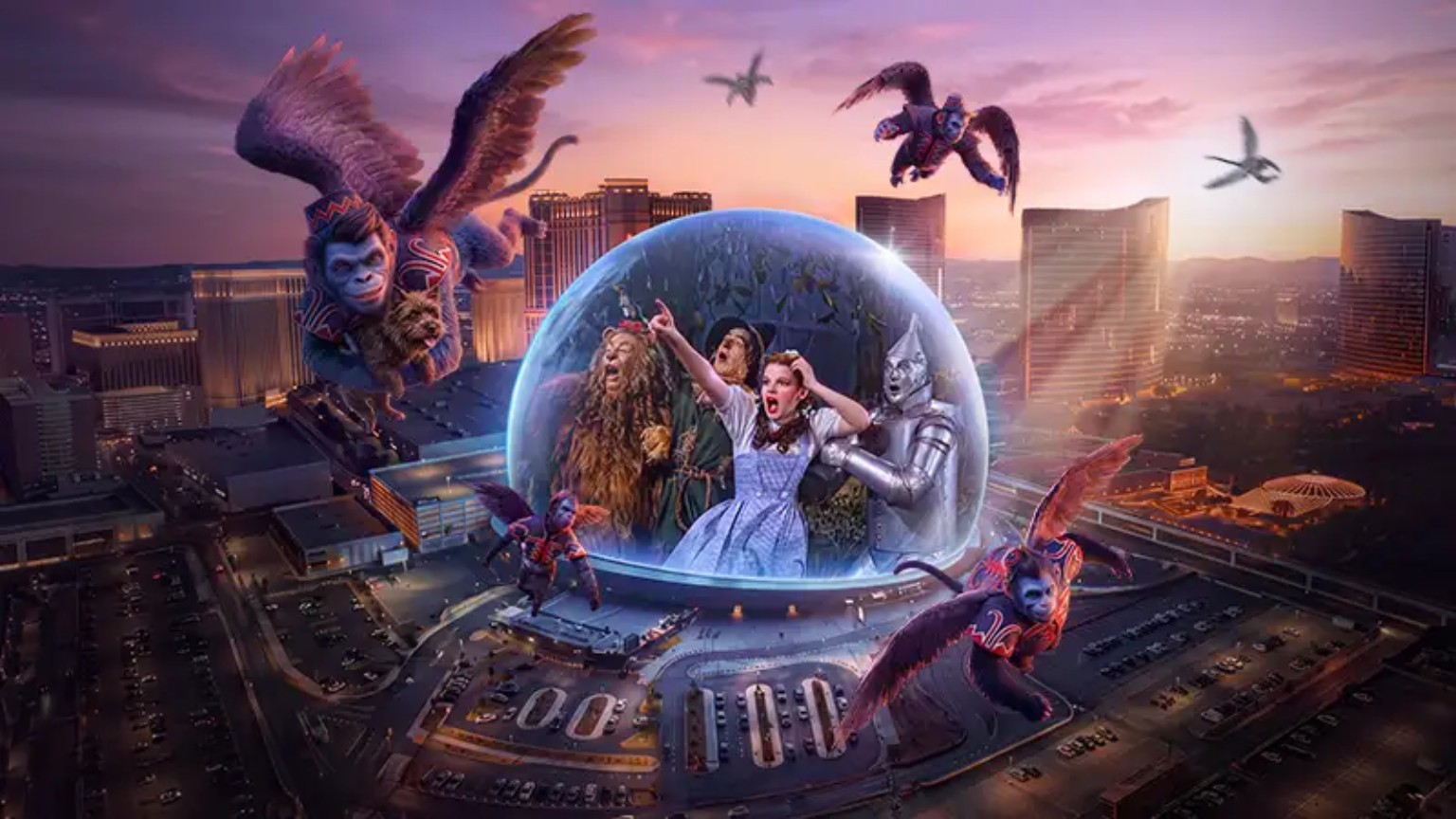 Flying monkeys during The Wizard of Oz experience at Sphere Las Vegas