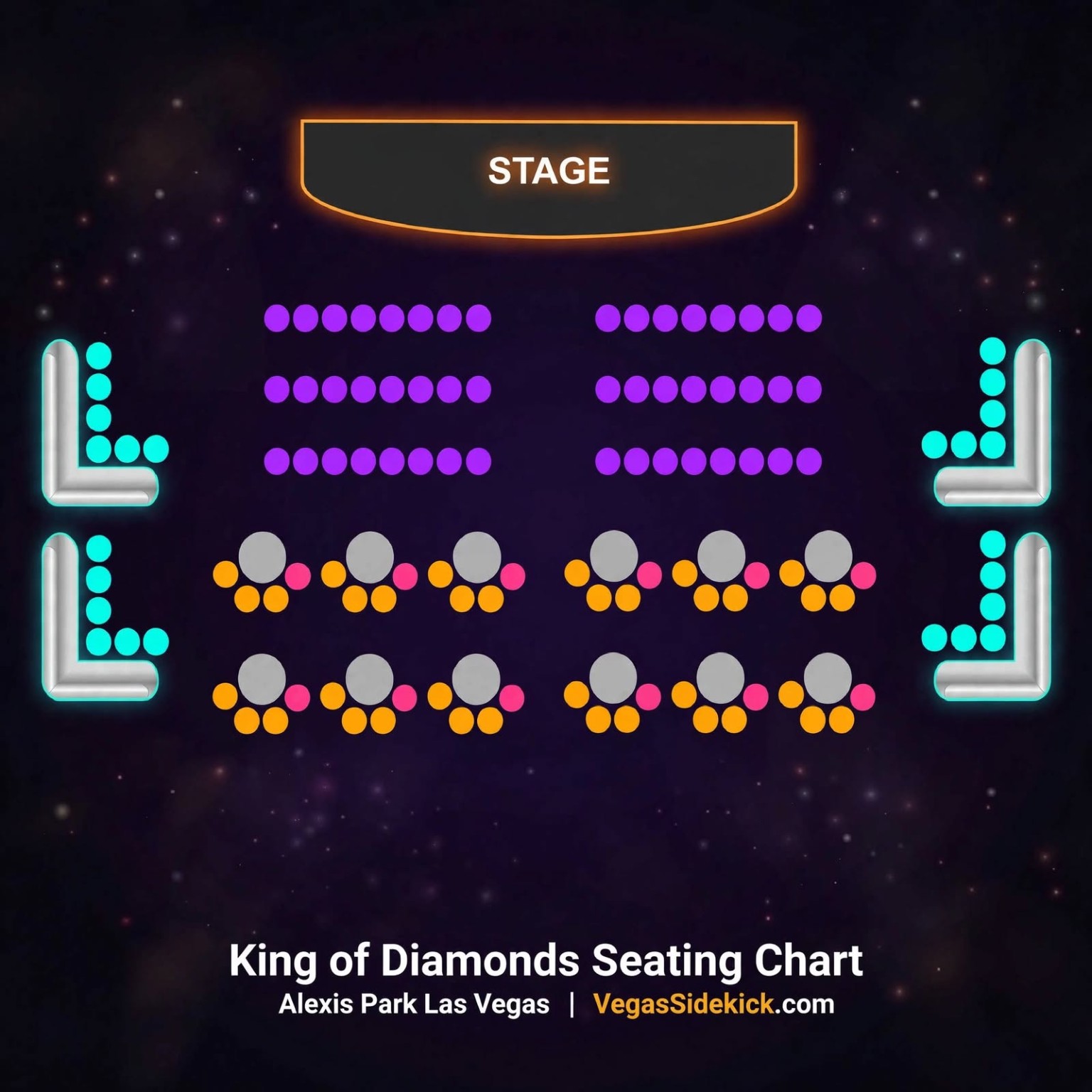 King of Diamonds seating chart at Alexis Park Las Vegas