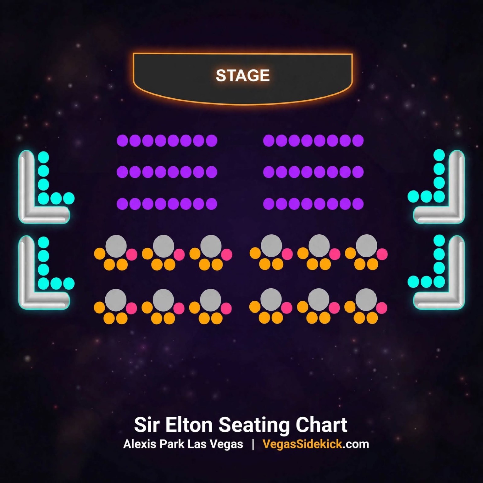 Sir Elton seating chart at Alexis Park Las Vegas